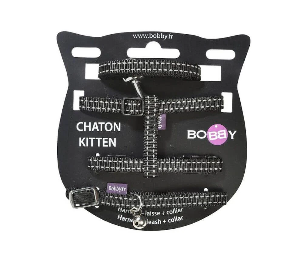 Bobby Collier + Harnais + Laisse Safe Noir Pour Chaton